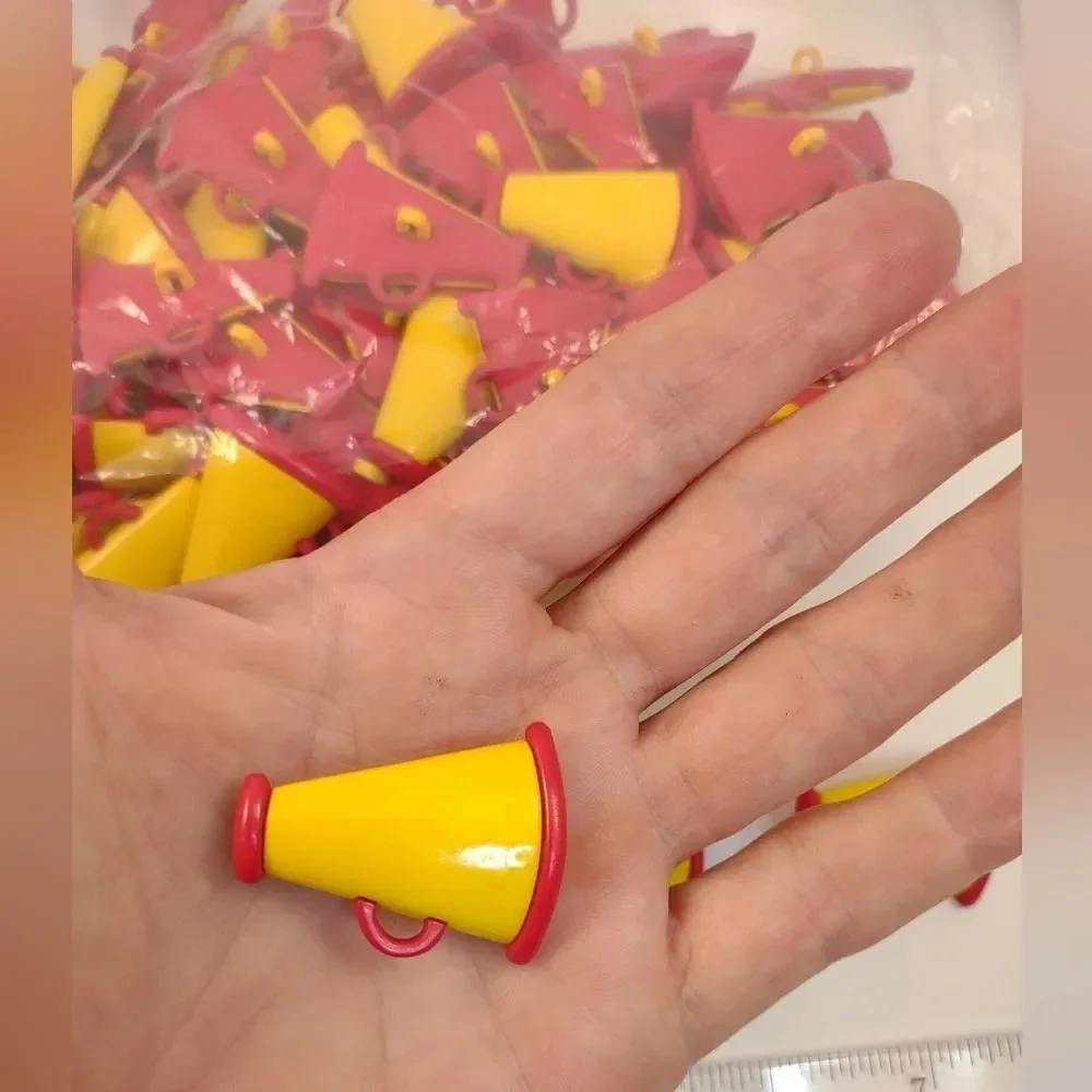 Megaphone Buttons lot of 104 Cupcake Decoration Crafts Yellow and Red
